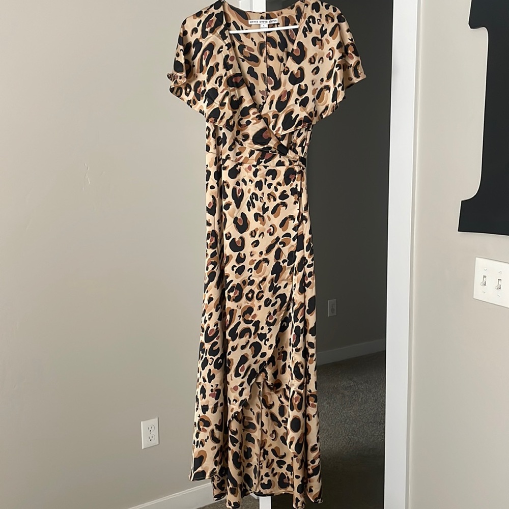 Leopard Print High-Low Wrap Dress